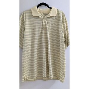 PGA Tour Shirt Mens XL Golf Polo Short Sleeve Striped Yellow Performance